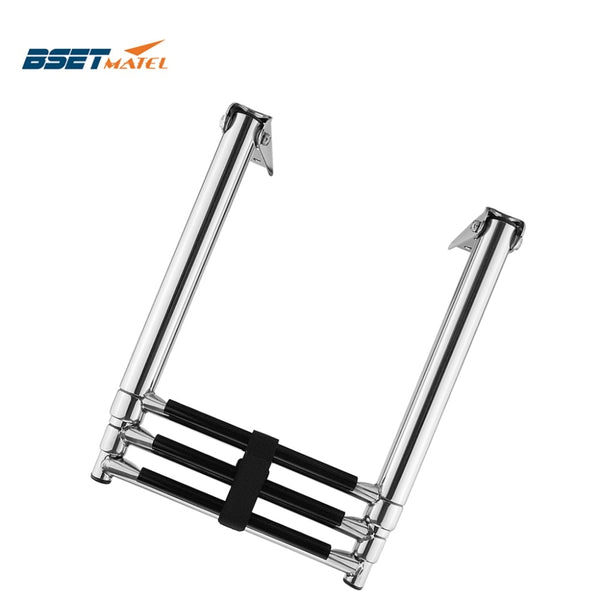 BSET MATEL 3 Steps Boat Stainless Steel 304 Telescoping Folding Ladder Deck Outboard Swim Platform Boat Marine Yacht Accessories