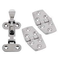 316 Stainless Steel Marine Boat Hardware Anti-Rattle Latch + 1 Pair Hinges Marine Anti-Rattle Latch Boat Door Strap Hinge