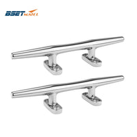 2PCS 6 8 10 inch Marine Grade stainless steel 316 heavy duty hollow open base Cleat bollard Boat Dock Deck Rope Cleat